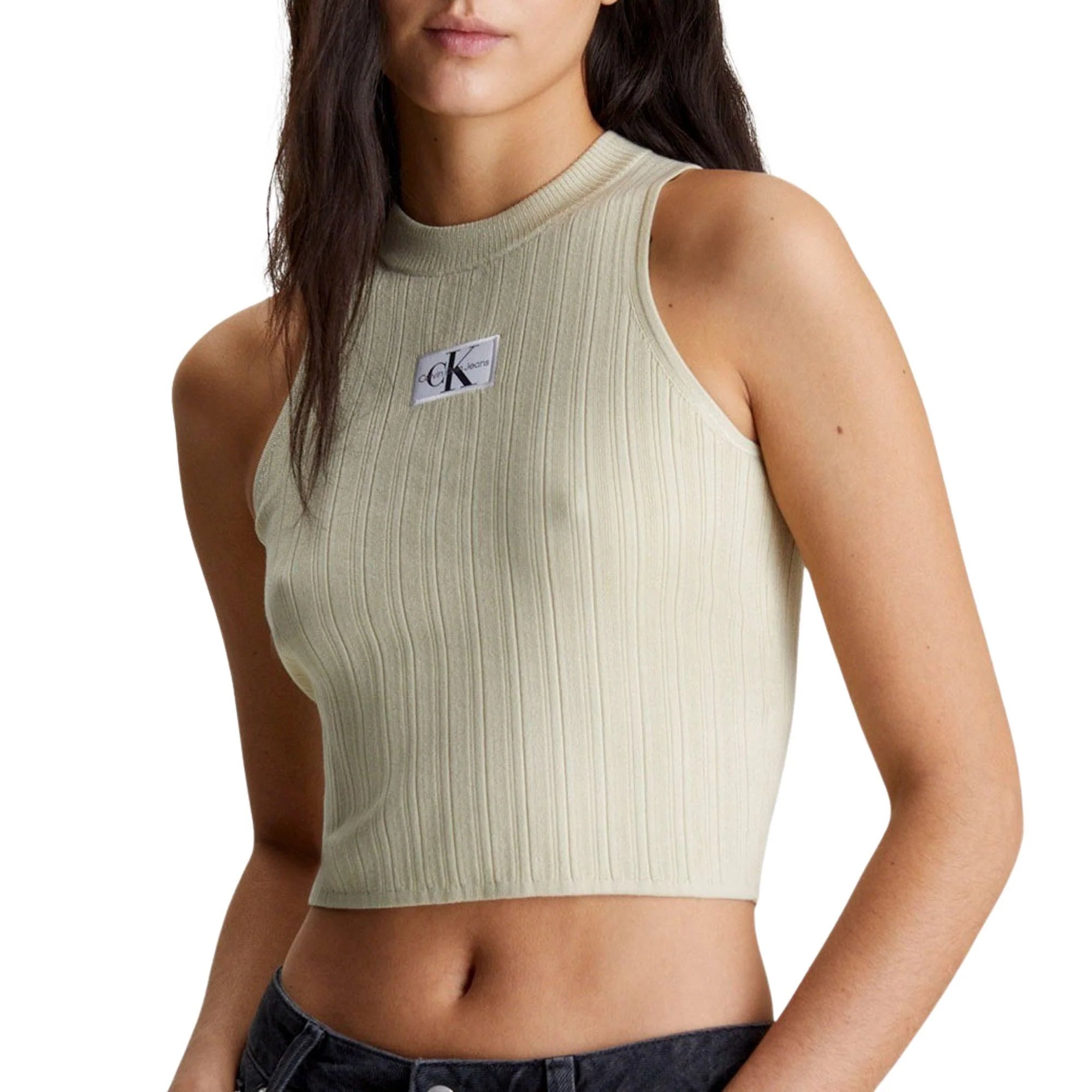 Calvin Klein Top Woven Label Rib