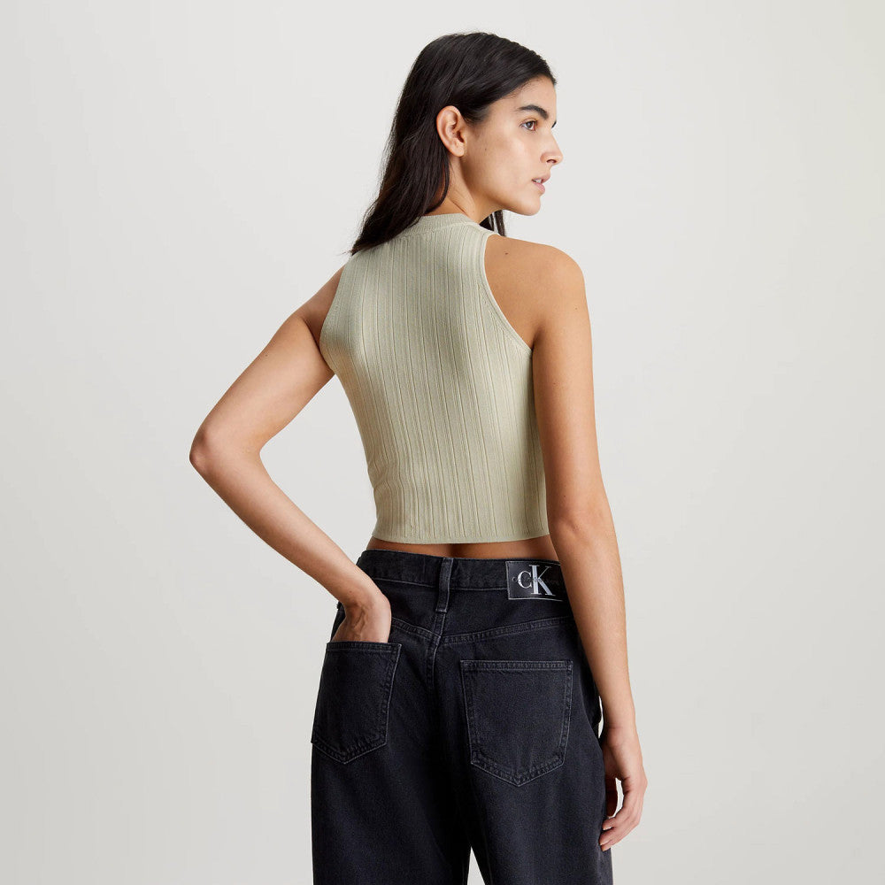 Calvin Klein Top Woven Label Rib